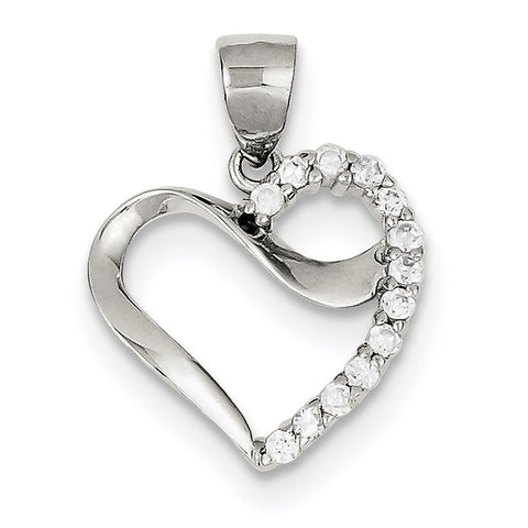 Sterling Silver CZ Heart Pendant QP2052 - shirin-diamonds