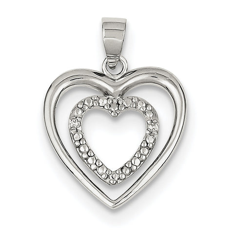Sterling Silver CZ Double Heart Pendant QP2053 - shirin-diamonds