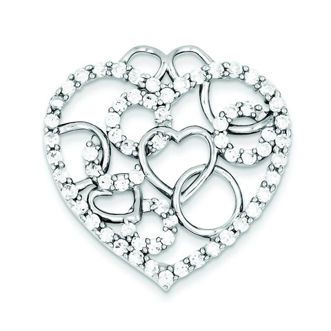 Sterling Silver Heart & Circles CZ Pendant QP2073 - shirin-diamonds