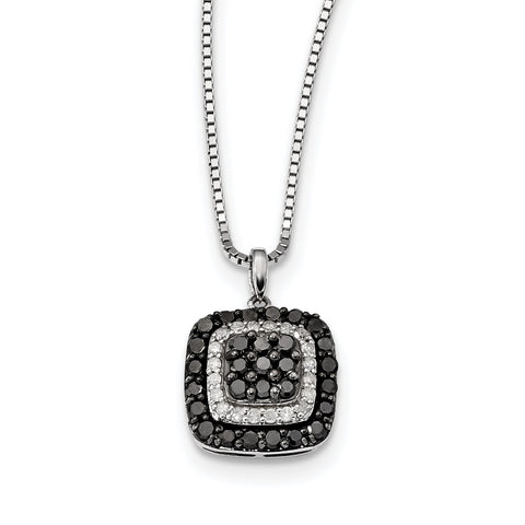 Sterling Silver Black & White Diamond Pendant Necklace QP2170 - shirin-diamonds