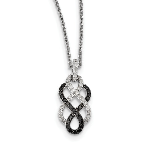 Sterling Silver Black & White Diamond Pendant QP2177 - shirin-diamonds