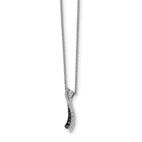 Sterling Silver Black and White Diamond Pendant Necklace QP2280 - shirin-diamonds