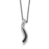 Sterling Silver Black and White Diamond Pendant Necklace QP2288 - shirin-diamonds