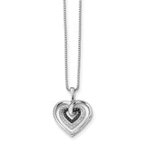 Sterling Silver Black and White Diamond Heart Pendant Necklace QP2309 - shirin-diamonds