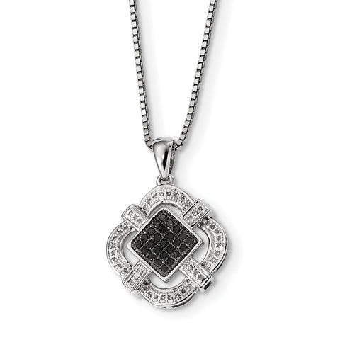 Sterling Silver Black & White Diamond Pendant QP2330 - shirin-diamonds