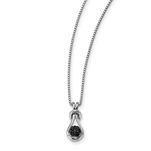 Sterling Silver Black  Diamond Love Knot Pendant QP2343 - shirin-diamonds