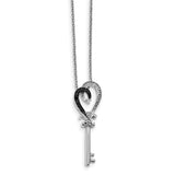 Sterling Silver Black & White Diamond Heart Key Pendant QP2378 - shirin-diamonds