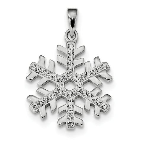 Sterling Silver Rhodium Plated Stellux Crystal  Snowflake Pendant QP2472 - shirin-diamonds