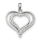 Sterling Silver Rhodium Plated Stellux Crystal Heart Pendant QP2490 - shirin-diamonds