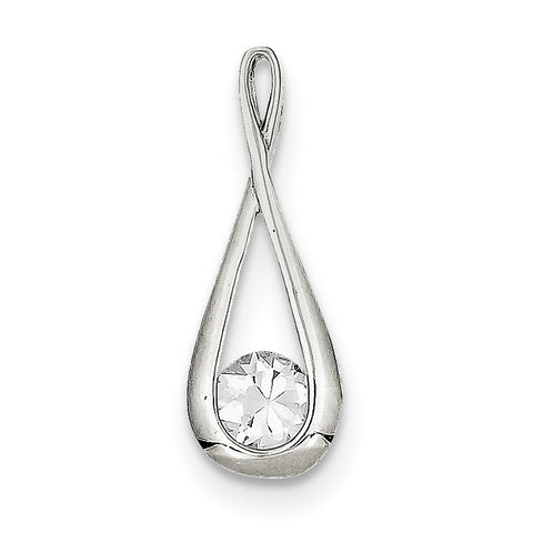 Sterling Silver CZ Tear Drop Pendant QP2571 - shirin-diamonds