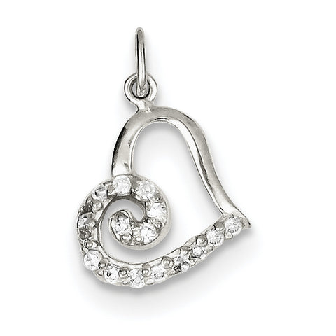 Sterling Silver CZ Heart Pendant QP2703 - shirin-diamonds