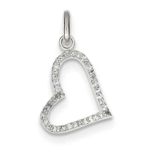 Sterling Silver CZ Heart Pendant QP2706 - shirin-diamonds