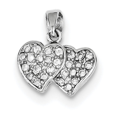 Sterling Silver CZ Small Double Hearts Pendant QP2763 - shirin-diamonds