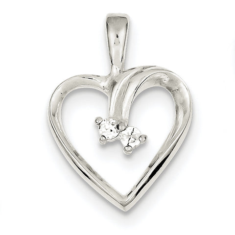 Sterling Silver CZ & Heart Pendant QP2769 - shirin-diamonds