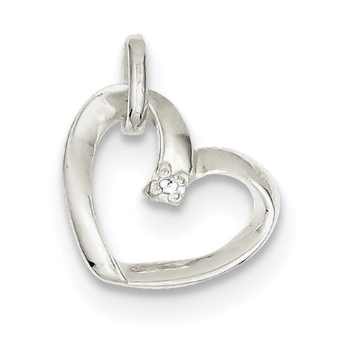 Sterling Silver Heart with CZ Pendant QP2771 - shirin-diamonds