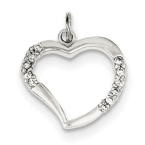 Sterling Silver CZ & Heart Pendant QP2772 - shirin-diamonds
