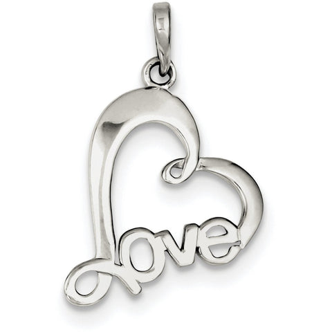 Sterling Silver Polished Love Heart Pendant QP2808 - shirin-diamonds