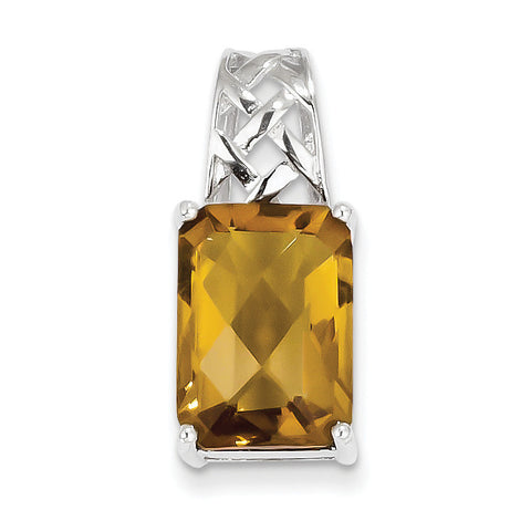 Sterling Silver Whiskey Quartz Pendant QP2917WQ - shirin-diamonds