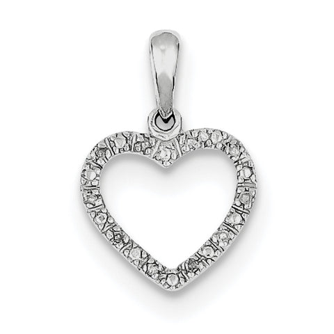 Sterling Silver Rhodium Plated Diamond Heart Pendant QP3234 - shirin-diamonds