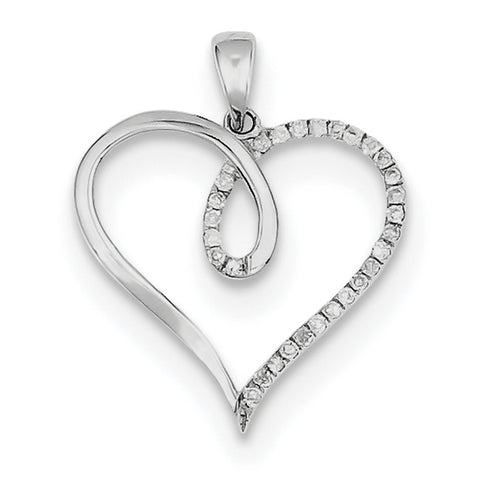 Sterling Silver Rhodium Diam. Heart Pendant QP3235 - shirin-diamonds