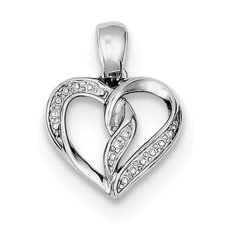 Sterling Silver Rhodium Diam. Heart Pendant QP3237 - shirin-diamonds