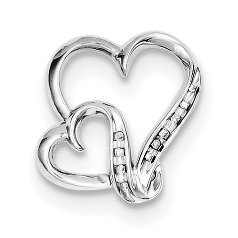 Sterling Silver Rhodium Plated Diamond Double Heart Pendant QP3274 - shirin-diamonds