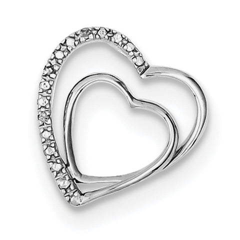 Sterling Silver Rhodium Plated Diamond Double Heart Pendant QP3285 - shirin-diamonds