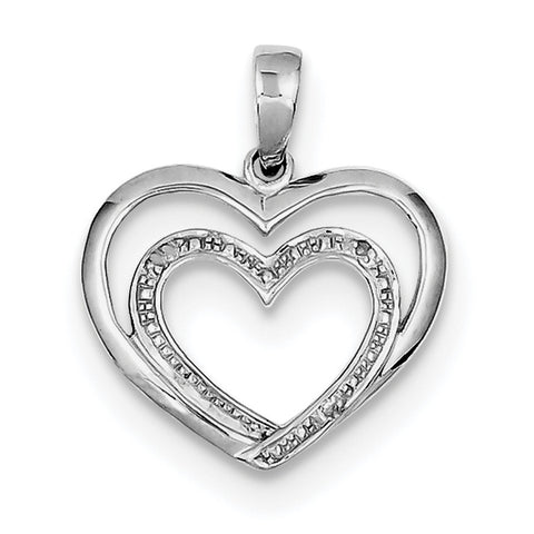 Sterling Silver Rhodium Plated Diamond Double Heart Pendant QP3288 - shirin-diamonds