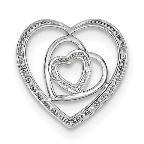 Sterling Silver Rhodium Plated Diamond Triple Heart Pendant QP3301 - shirin-diamonds