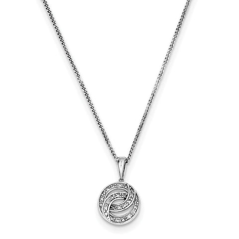 Sterling Silver Rhodium Plated Diamond Circle Necklace QP3349 - shirin-diamonds