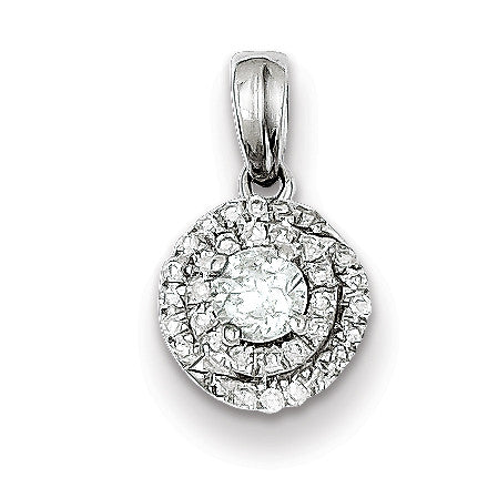 Sterling Silver Rhodium Plated Diamond Round Pendant QP3384 - shirin-diamonds