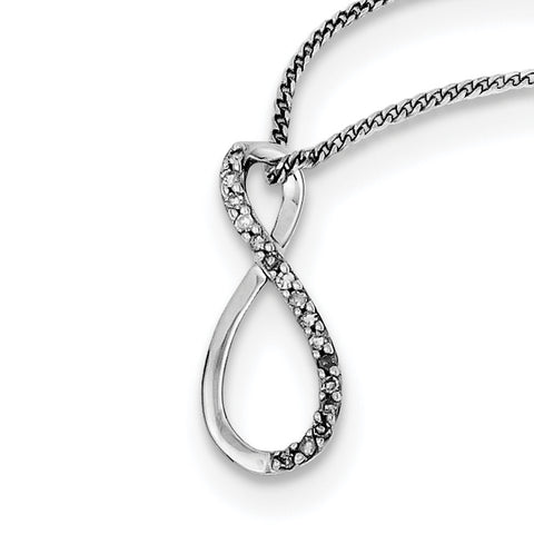 Sterling Silver Rhodium Plated Diamond Accent Infinity Necklace QP3451 - shirin-diamonds