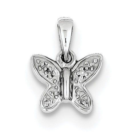 Sterling Silver Rhodium Plated Diamond Butterfly Pendant - shirin-diamonds