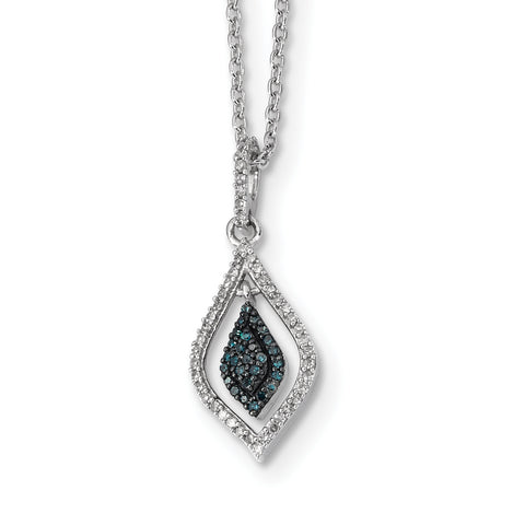 Sterling Silver Blue and White Diamond Pendant QP3673 - shirin-diamonds