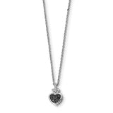 Sterling Silver White & Black Diamond Heart Pendant QP3742 - shirin-diamonds
