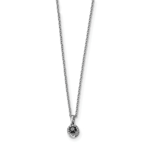Sterling Silver Black and White Diamond Circle Pendant Necklace QP3767 - shirin-diamonds
