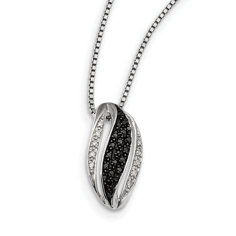 Sterling Silver Black and White Diamond Pendant Necklace QP3832 - shirin-diamonds