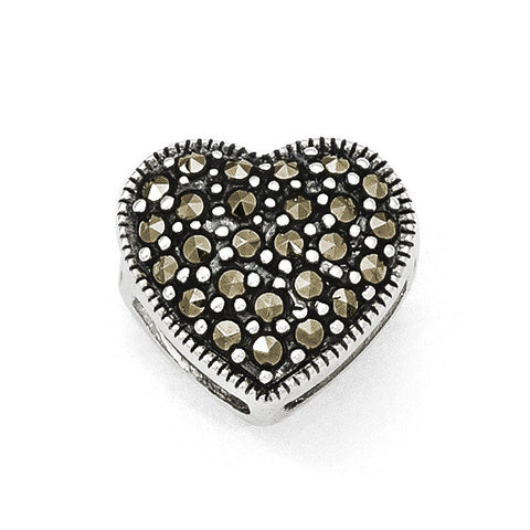 Sterling Silver Marcasite Heart Pendant QP3942 - shirin-diamonds