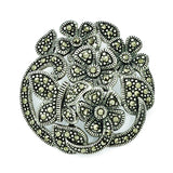 Sterling Silver Marcasite Flowers & Butterfly Pendant QP3982 - shirin-diamonds
