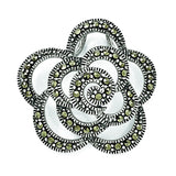 Sterling Silver Marcasite Flower Pendant QP3986 - shirin-diamonds