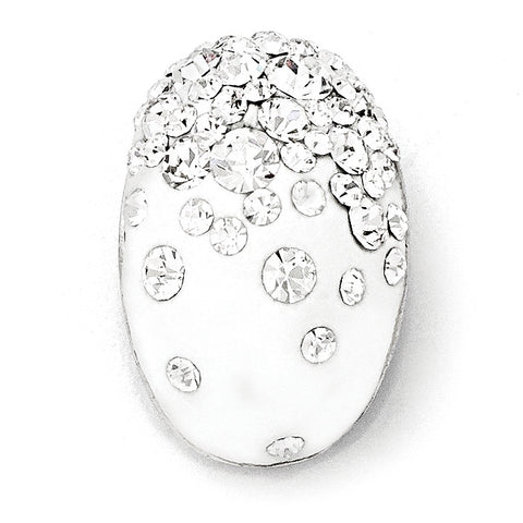 Sterling Silver Rhodium White Clay & Preciosa Crystal Chain Slide Pendant QP4028 - shirin-diamonds