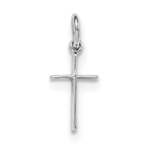 Sterling Silver RH Plated Child's Polished Cross Pendant QP4032 - shirin-diamonds