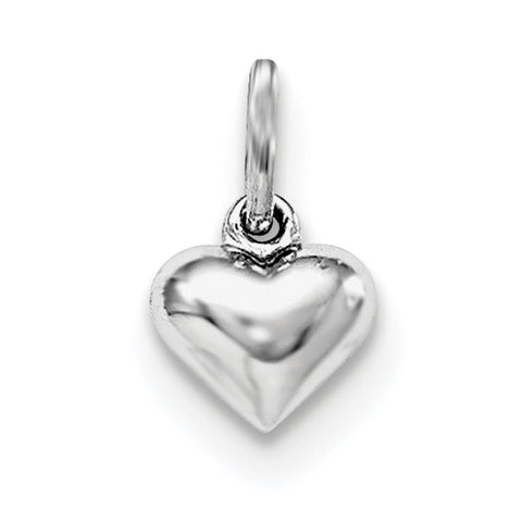 Sterling Silver RH Plated Child's Polished Heart Pendant QP4048 - shirin-diamonds
