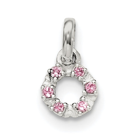 Sterling Silver Pink and White CZ Kid's Circle Pendant QP4070 - shirin-diamonds
