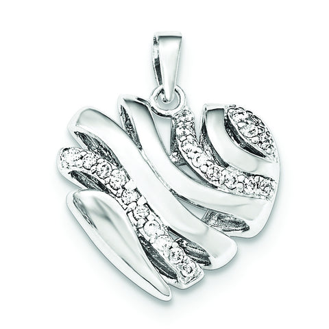 Sterling Silver CZ Heart Pendant QP4138 - shirin-diamonds