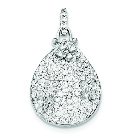 Sterling Silver Polished CZ & Crystal Flower Pendant QP4164 - shirin-diamonds