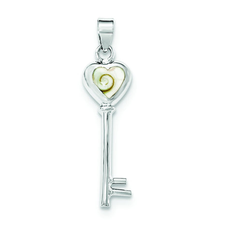 Sterling Silver Polished Shiva Eye Heart Key Pendant QP4187 - shirin-diamonds