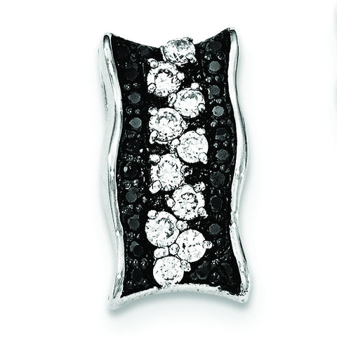 Sterling Silver Black & White CZ Pendant - shirin-diamonds