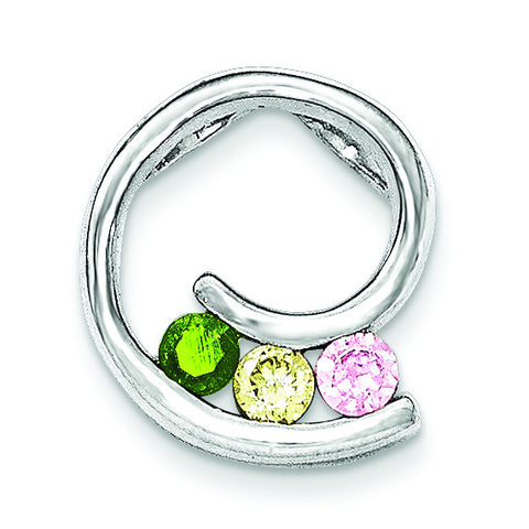 Sterling Silver Polished Green,Yellow,Pink CZ Slide - shirin-diamonds