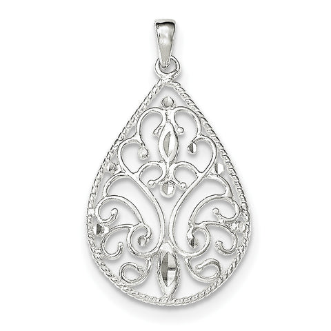 Sterling Silver Polished Diamond-cut Pendant - shirin-diamonds